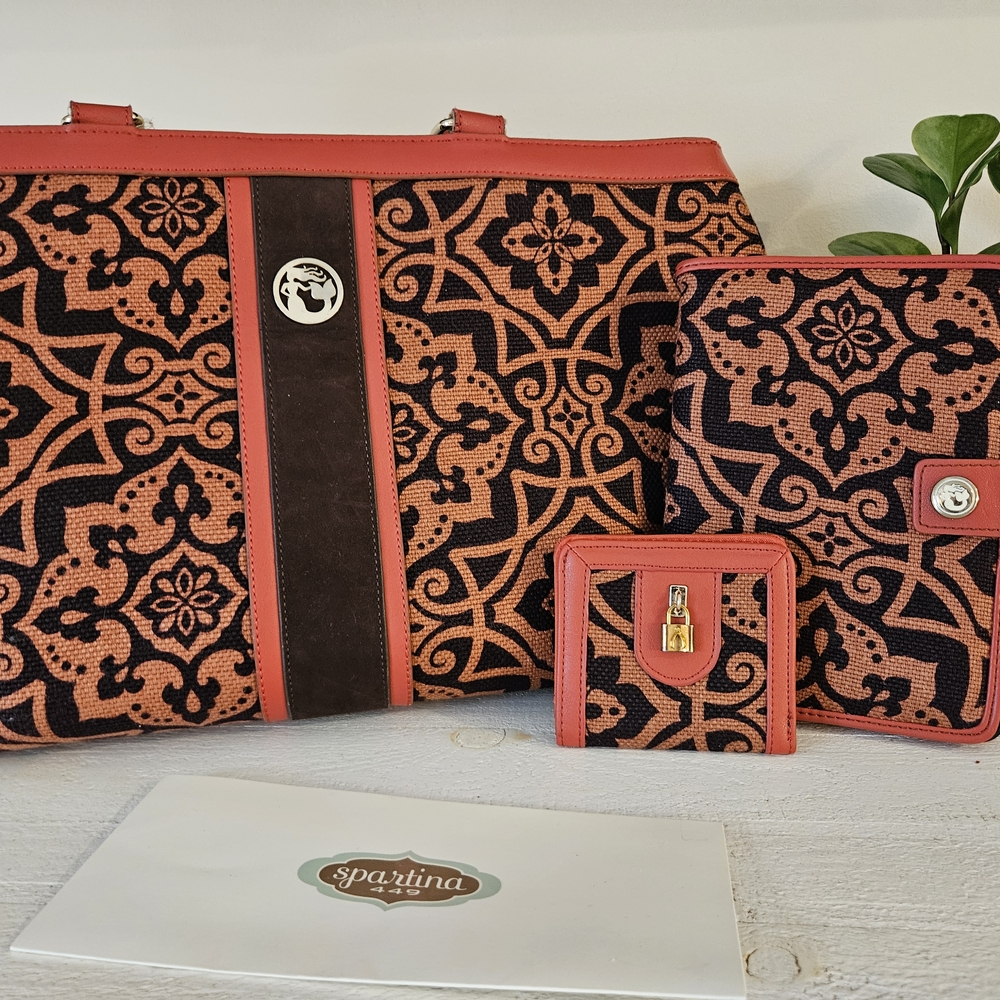 Spartina Black and Brown Patterned Bag Set